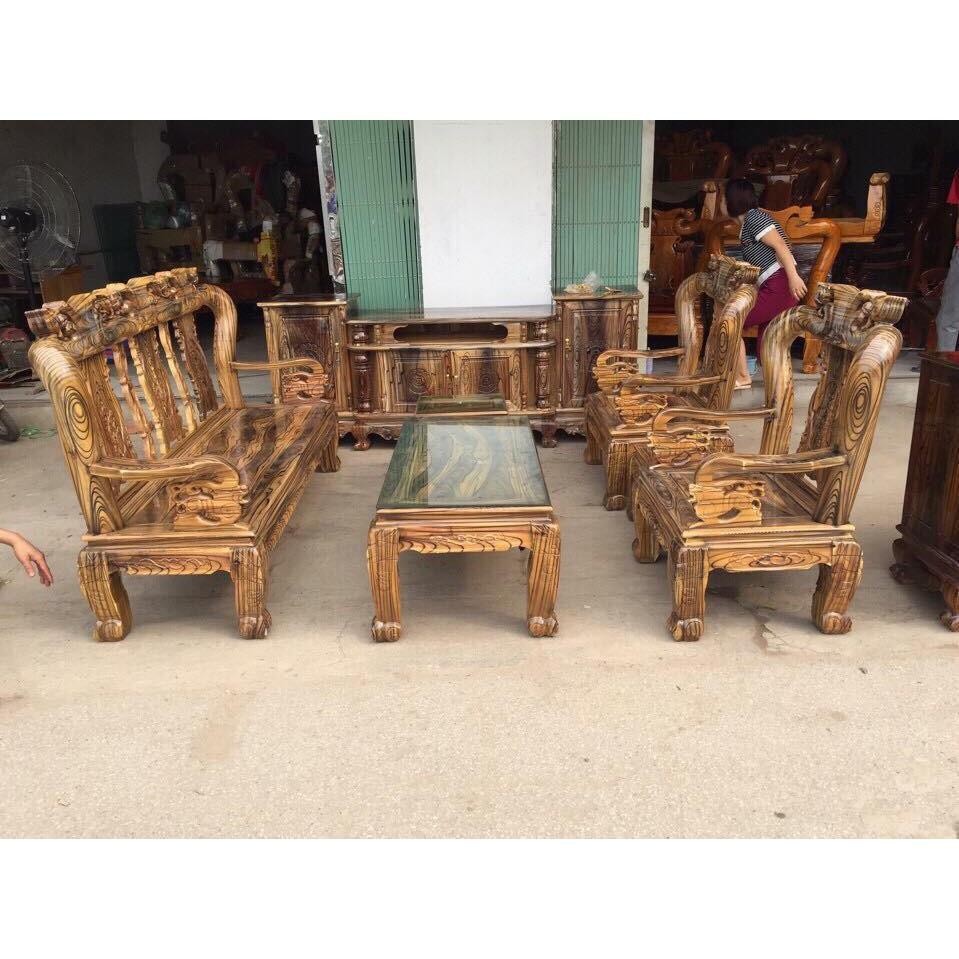 Bộ bàn ghế giả cổ trạm đào gỗ tràm