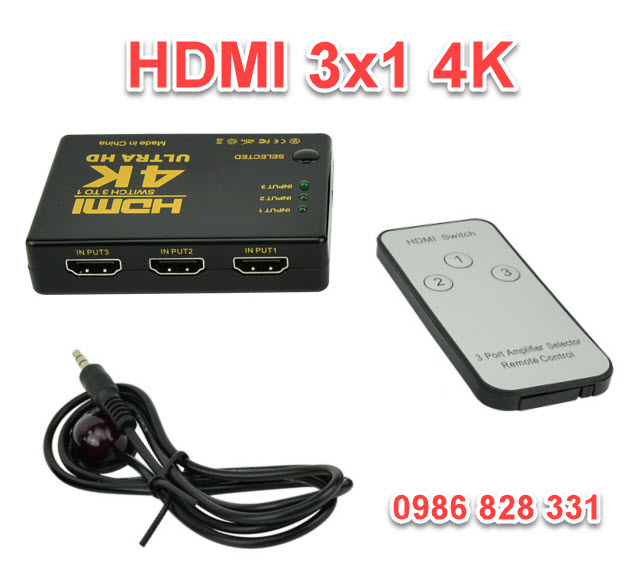 Bộ gộp HDMI Switch 3 vào 1 ra hỗ trợ 4K