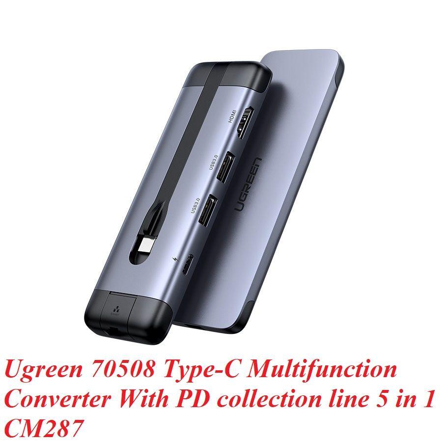 Ugreen UG70508CM287TK 5 trong 1 bộ chuyển usb Type-C ra hdmi + PD 12W + 3x usb 3.0 + LAN RJ45 - HÀNG CHÍNH HÃNG