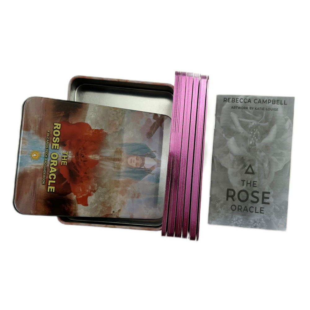 Bộ Bài The Rose Oracle Hộp Thiếc 44 Lá 98x68 Mm Tặng Đá Thanh Tẩy