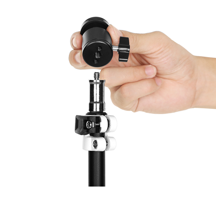 Kẹp kim loại nhôm chữ U và ball head Q29 chuẩn ốc 1/4 tripod