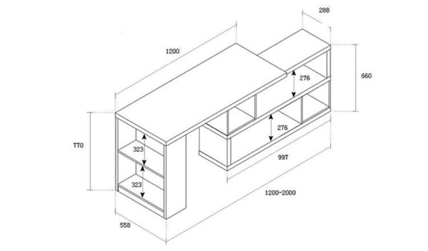 Bàn Học Gỗ, Bàn Làm Việc Gỗ Có Kệ Sách Tiện Dụng Kích Thước 120 – 200x55x77cm (BH-08)