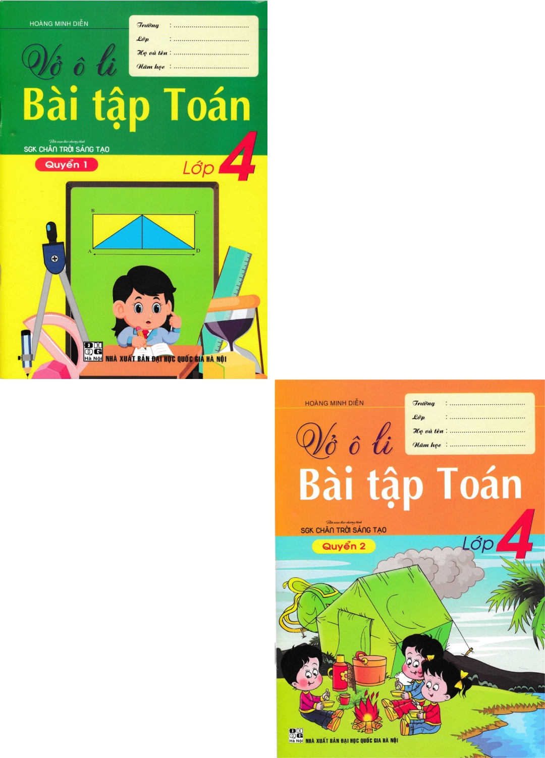 Combo Vở Ô Li Bài Tập Toán Lớp 4 - Quyển 1 + 2 _HA