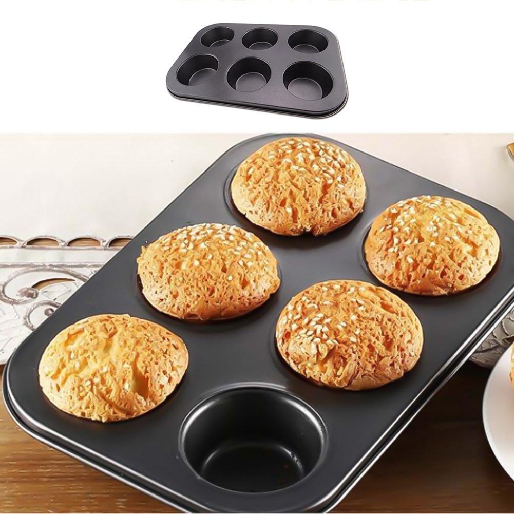 KHUÔN THÉP CACBON NƯỚNG BÁNH CUPCAKE , MUFFIN 6 Ô CHỐNG DÍNH CAO CẤP