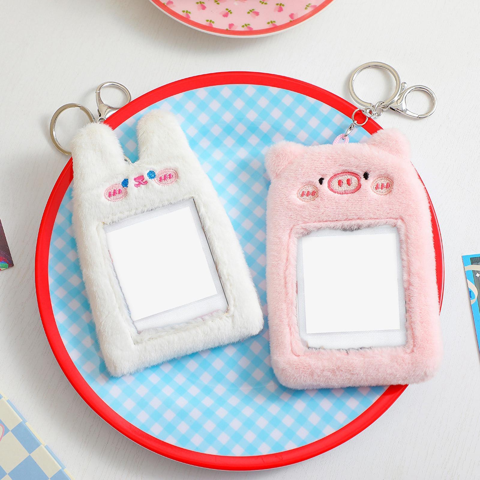 Plush Keychain Holder Photo Sleeves Cute Plush Photocard Holder for Wedding Birthday Gift
