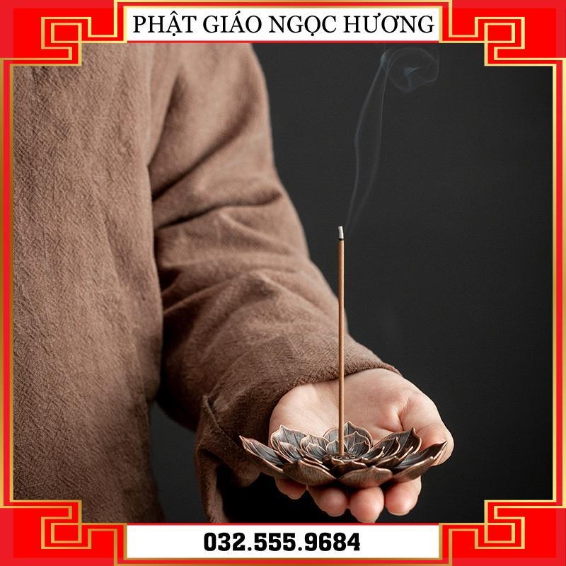 Đài Hoa Sen Cắm Nhang (Đẹp Như Hình) - Đồng Nguyên Chất - trang trí và đốt nhang trầm