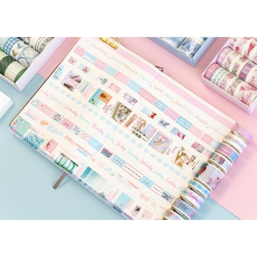 Washi Tape Nhiều Chủ Đề Hộp 20 Cuộn Hoặc 5 Cuộn Từng Loại Băng Dính Giấy Trang Trí Sổ Tay Book Mark Takenote Cổ Trang