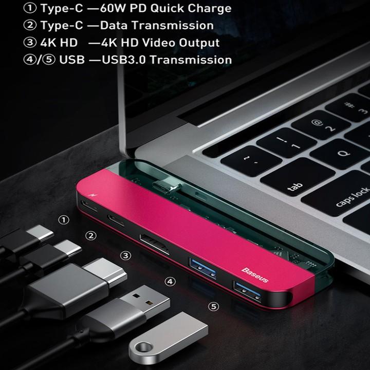 Hub chuyển đổi 5 trong 1 dùng cho Macbook, iPad Pro Baseus - Mã: CAHUB-TD03 - Màu Xanh - Hàng Chính Hãng