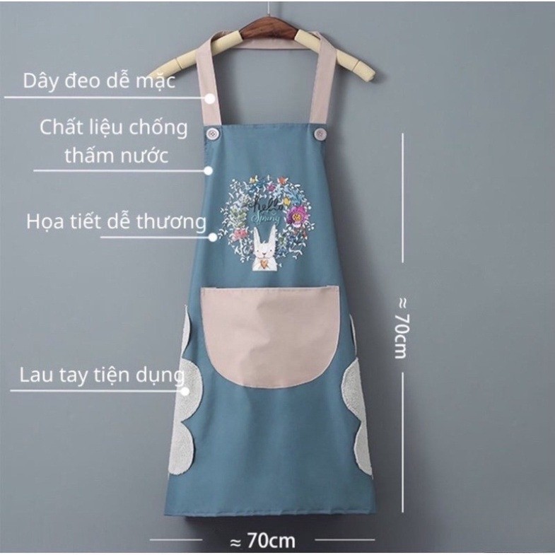 Tạp Dề nấu ăn không thấm nước, chống vấy bẩn khi pha chế, làm việc nhà, thiết kế hiện đại, có chỗ lau tay 2 bên hông