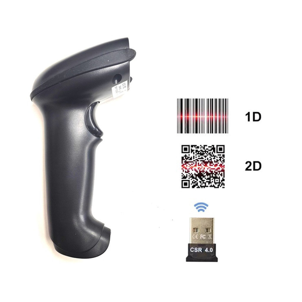 Máy quét mã vạch không dây 2D QRCODE YHD - 5700DWR quét cả mã 1D và 2D, kết nối qua đầu thu USB với laptop, máy tính - Hàng Nhập Khẩu