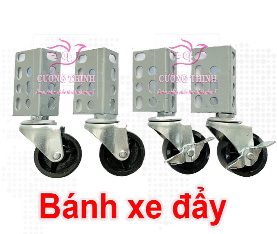 Bánh xe đẩy, kệ sắt v lỗ đa năng, dễ lắp ráp, loại tốt, combo 4 bánh xoay 360độ