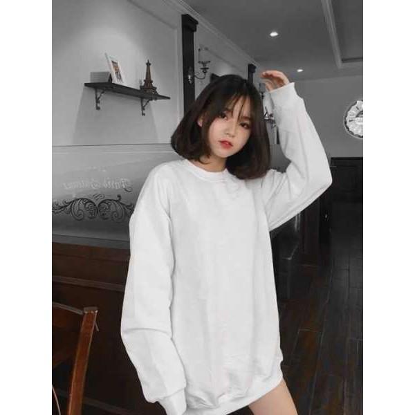 Áo Sweater Trắng Trơn Nam Nữ Phong Cách Hàn Quốc - Sweater Basic White