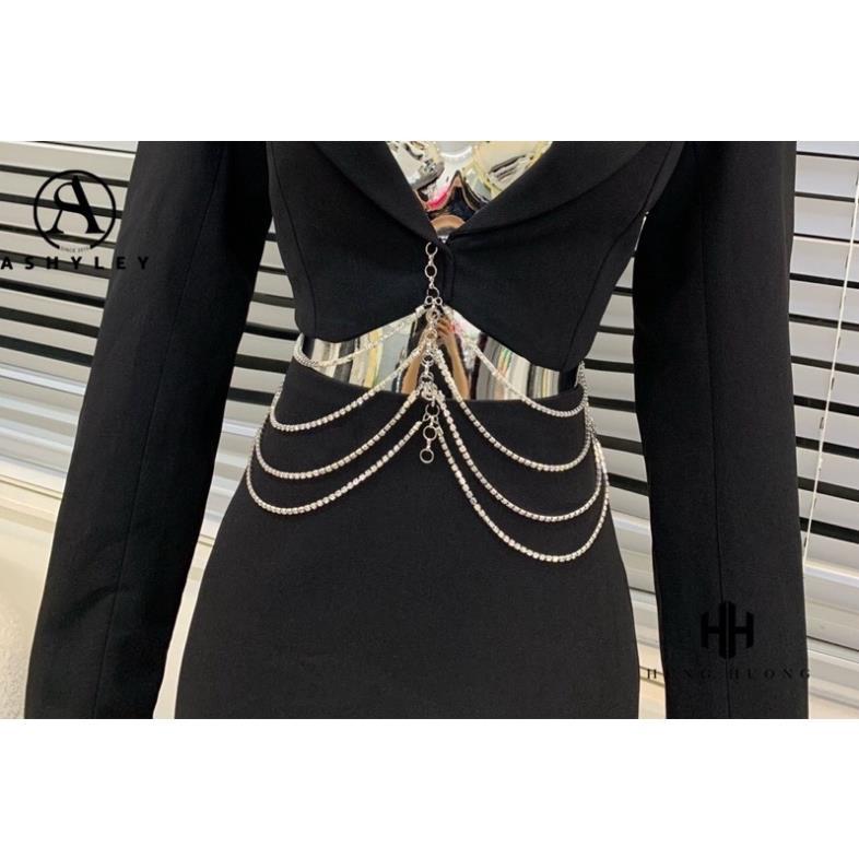 Mẫu mới hot 2023 Váy vest đính đá dây xinh