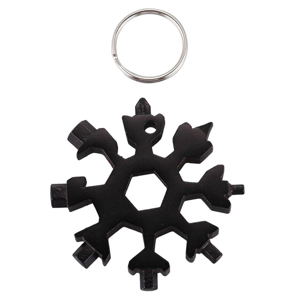 18 In 1 Stainless Steel Snowflake Multi tool Keychain Hand Tool Silver