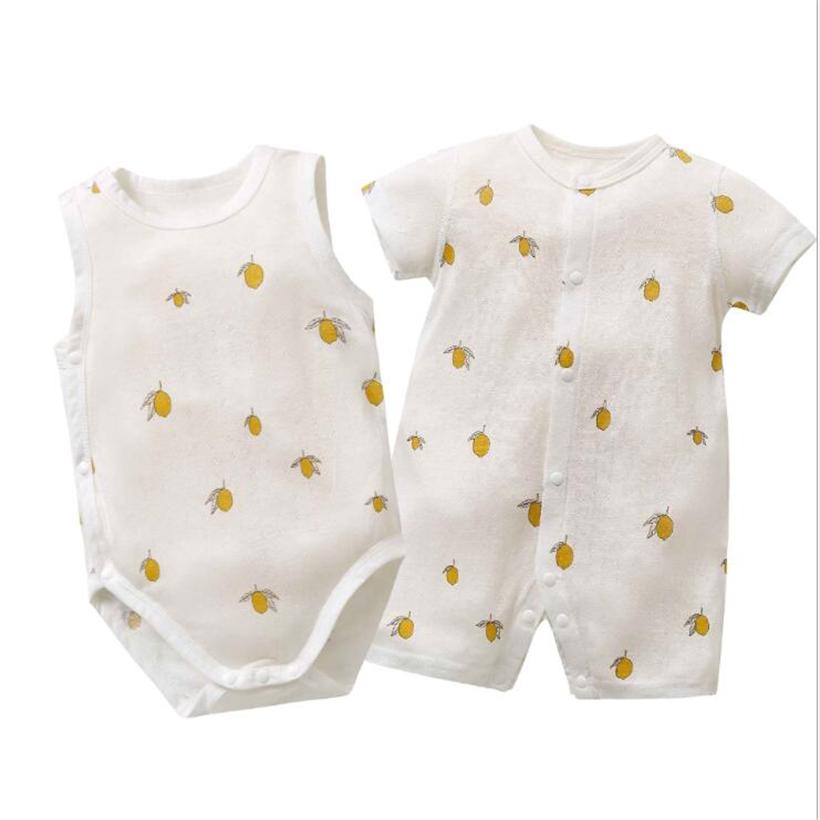 Mùa Hè Cho Bé Romper Áo Liền Quần Cho Bé Sơ Sinh Chanh Cotton Siêu Mềm Cho Bé Gái Onesie Tập Đi Bé Trai Jumpsuit Đồ Ngủ Quần Áo Áo Liền Quần