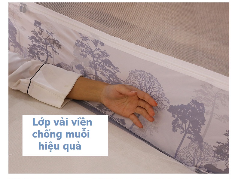 Màn chụp tự bung đỉnh rộng có chân viền lụa cao cấp 2m2 x 2m