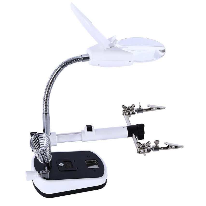 Kính lúp để bàn hỗ trợ sửa chữa chi tiết điện tử nhỏ độ phóng đại 3,5X-10X với 5 đèn led hỗ trợ chiếu sáng Ver3