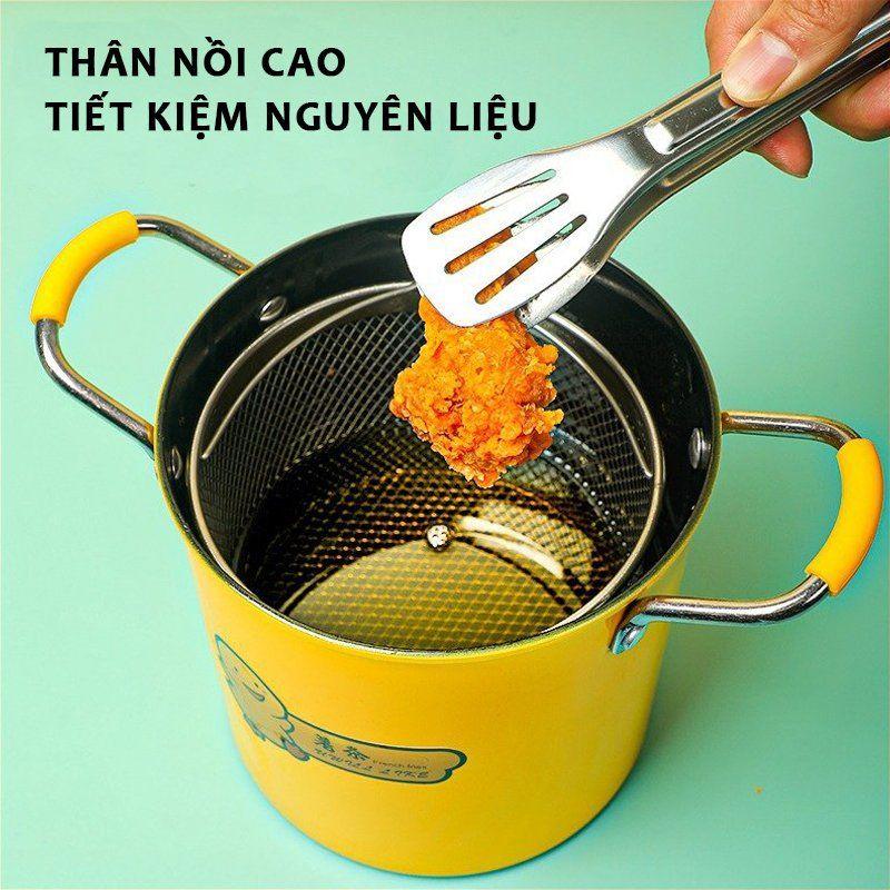 Nồi Chiên Ngập Dầu Vịt Vàng Kèm Rổ Inox Cao Cấp (hàng loại 1 rất dày)