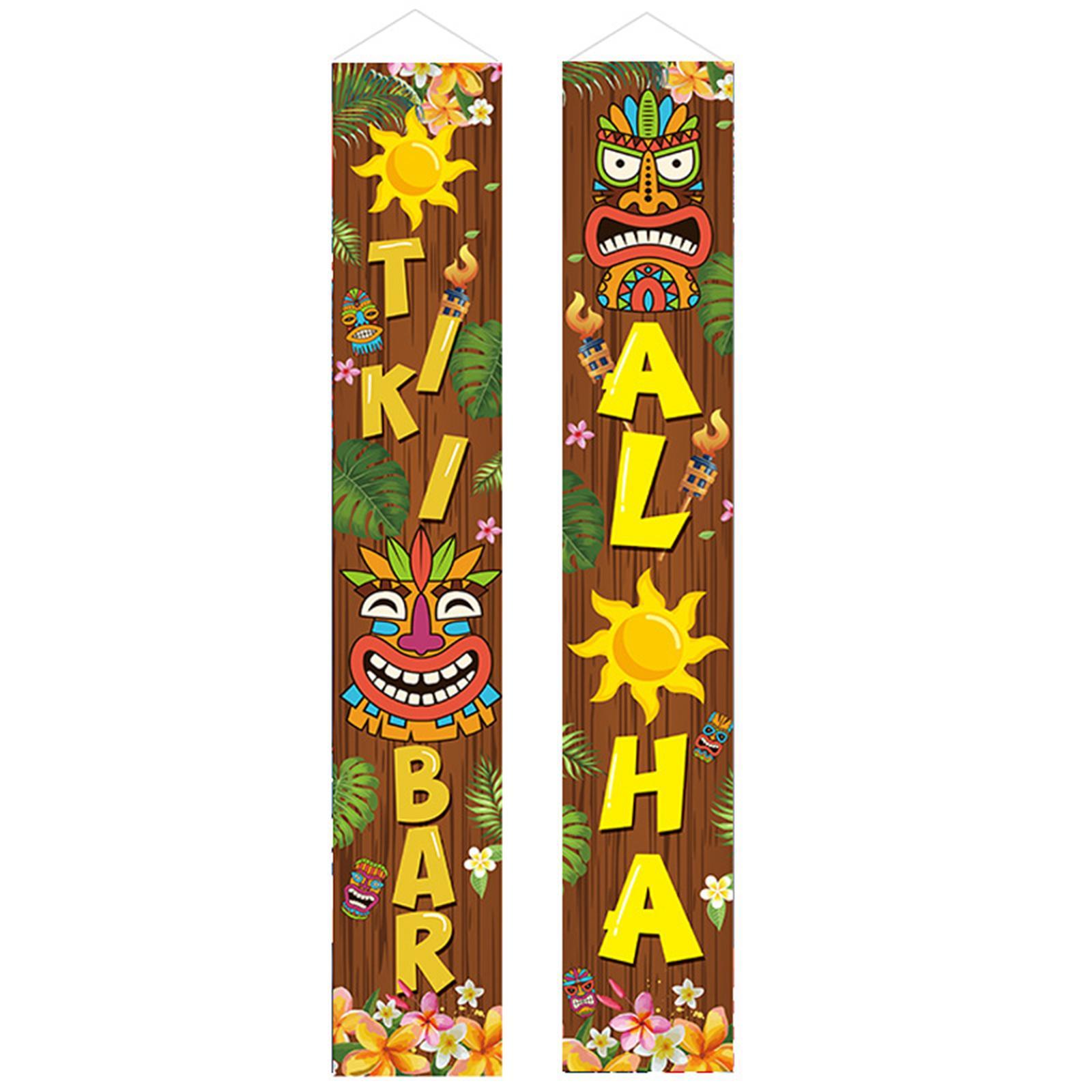 Door Banner Sign Decorative Door Flags Porch Sign for Hawaiian Home Carnival