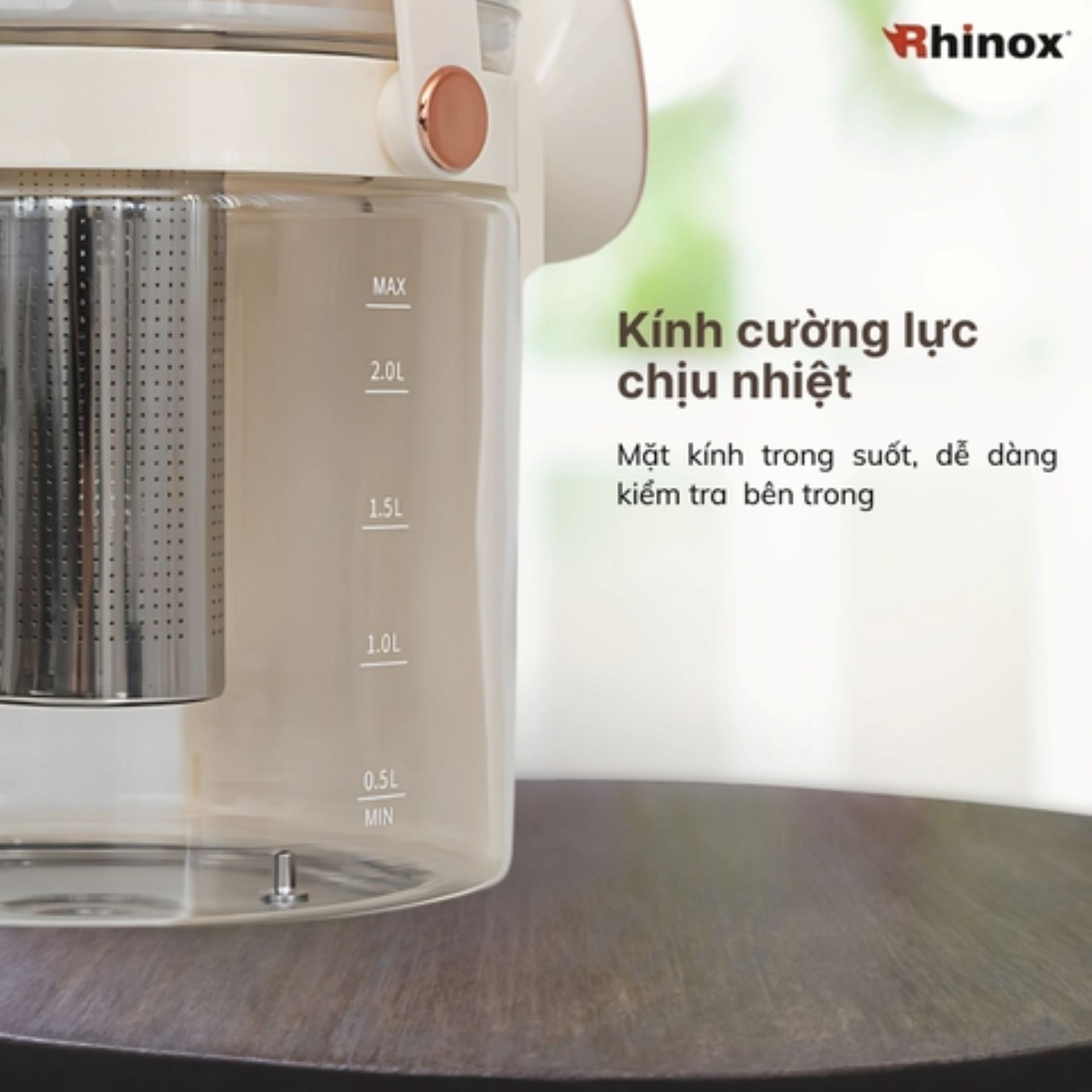 Ấm đun đa năng Rhinox RXHX 2 Lít Hàng Chính Hãng