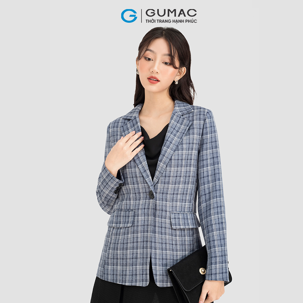 Áo vest blazer nữ GUMAC AC08050 sọc caro có túi nắp