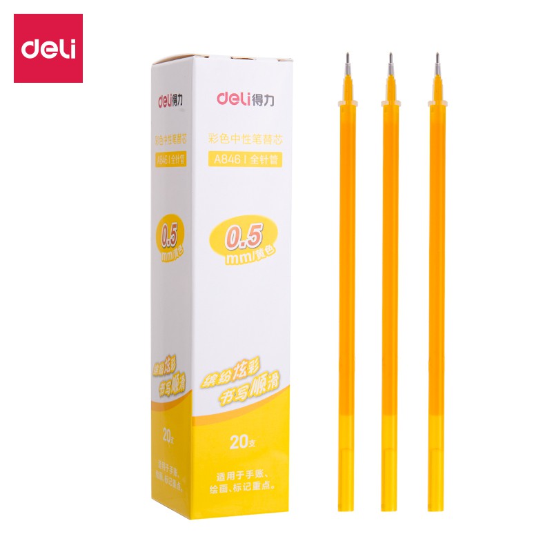 Ruột bút ngòi bút thay thế cho bút bi gel bút bi nước Deli - 8 màu thay thế - A846