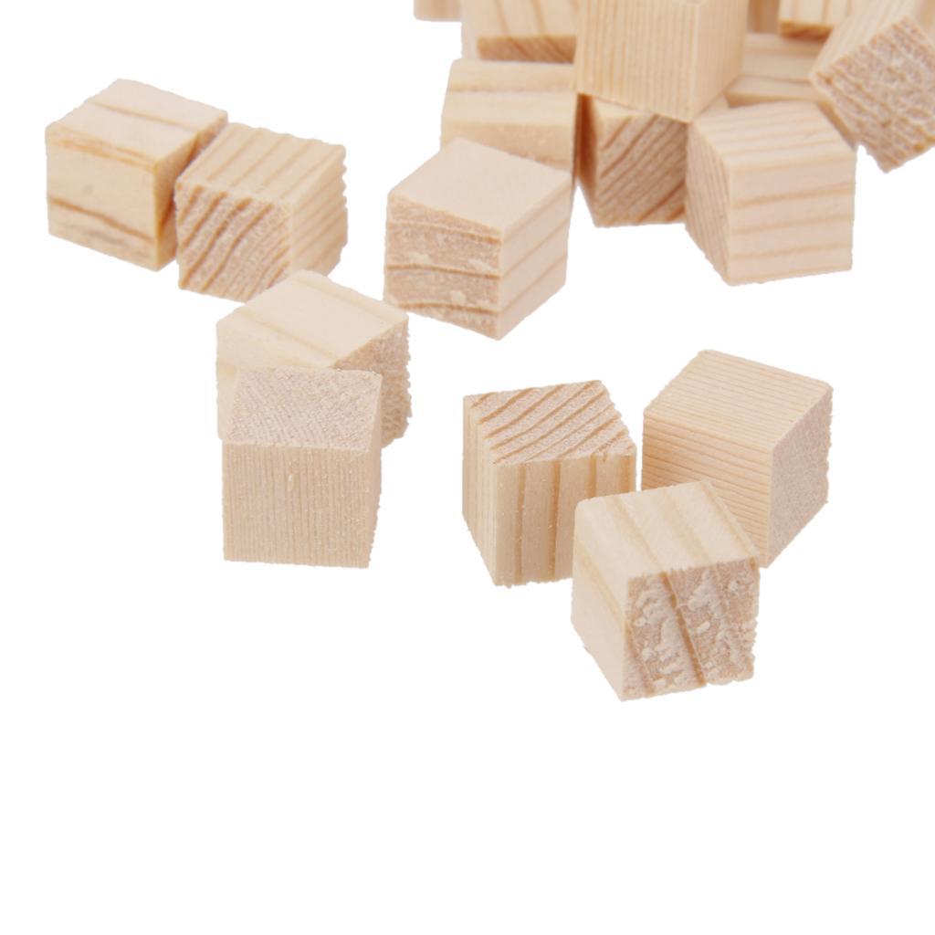 100x Wooden Blocks Mini Cubes Embellishment for Woodwork Craft Scrapbooking