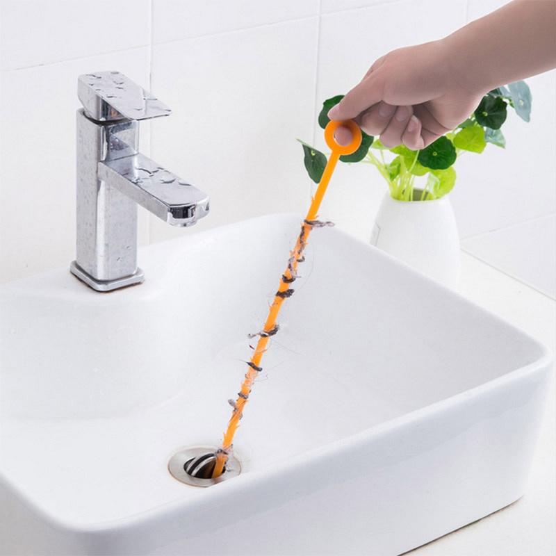 1PC Kitchen Sink Cleaning Hook Sewer Dredging Spring Pipe Hair Dredging Cleaning Tool With 47.5CM Toilet Brush Kitchen Gadgets