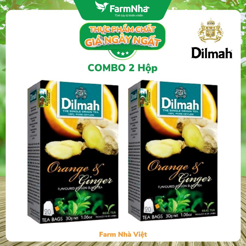 Trà Dilmah Orange & Ginger Vị Cam Gừng túi lọc 30g 20 túi x 1.5g - Tinh hoa trà Sri Lanka