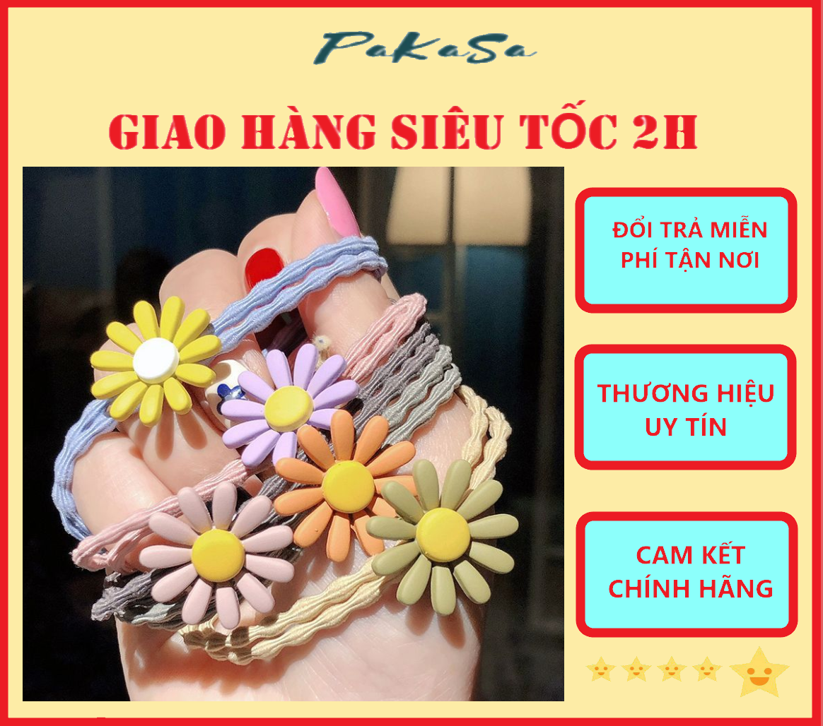 Hình ảnh Combo 5 dây cột tóc hình hoa mặt trời QT - Chính Hãng ( màu ngãu nhiên)