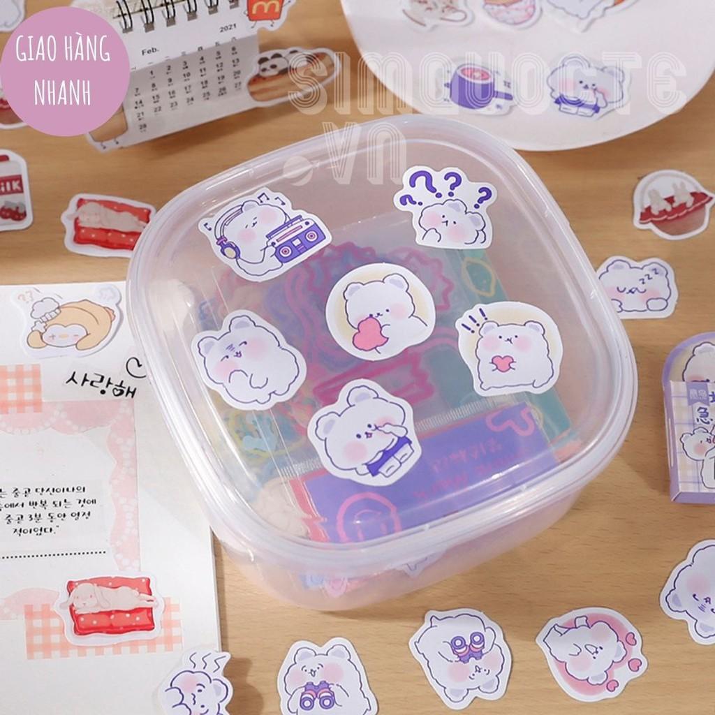 Hộp 45 sticker nhãn dán hình con vật đáng yêu trang trí điện thoại đẹp mắt Box Sticker ST76