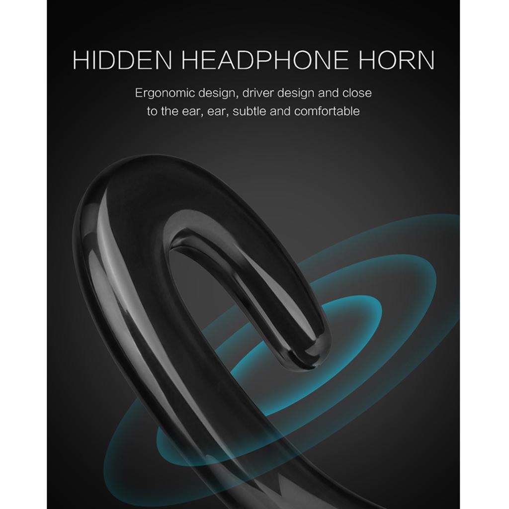 Mini Wireless Bluetooth Stereo Headset Ear-hook Earphone Non Earplugs Black