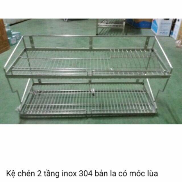 Kệ chén 2tang treo inox 304 kt 30*70*30