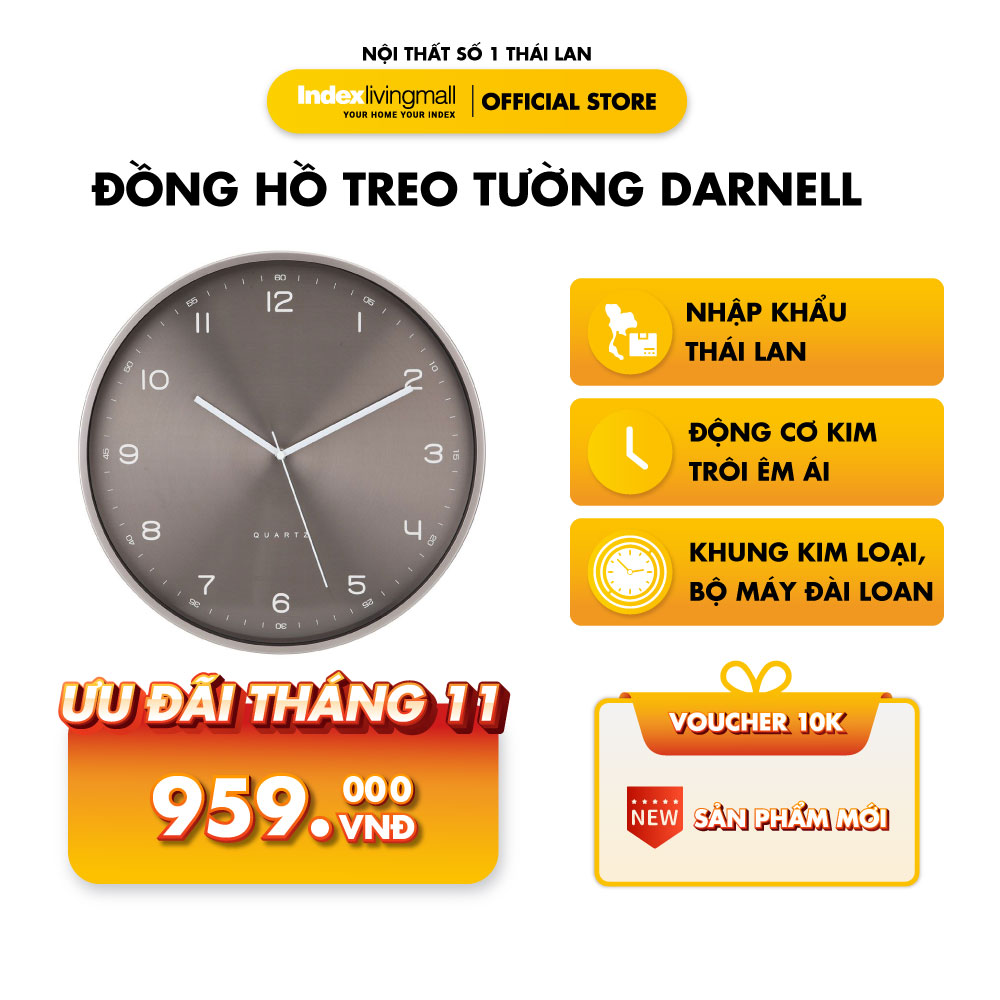 Đồng hồ treo tường trang trí nghệ thuật  DARNELL Kích thước 40 x 5 x 40 cm size 16 inch | Index Living Mall | Nhập khẩu Thái Lan