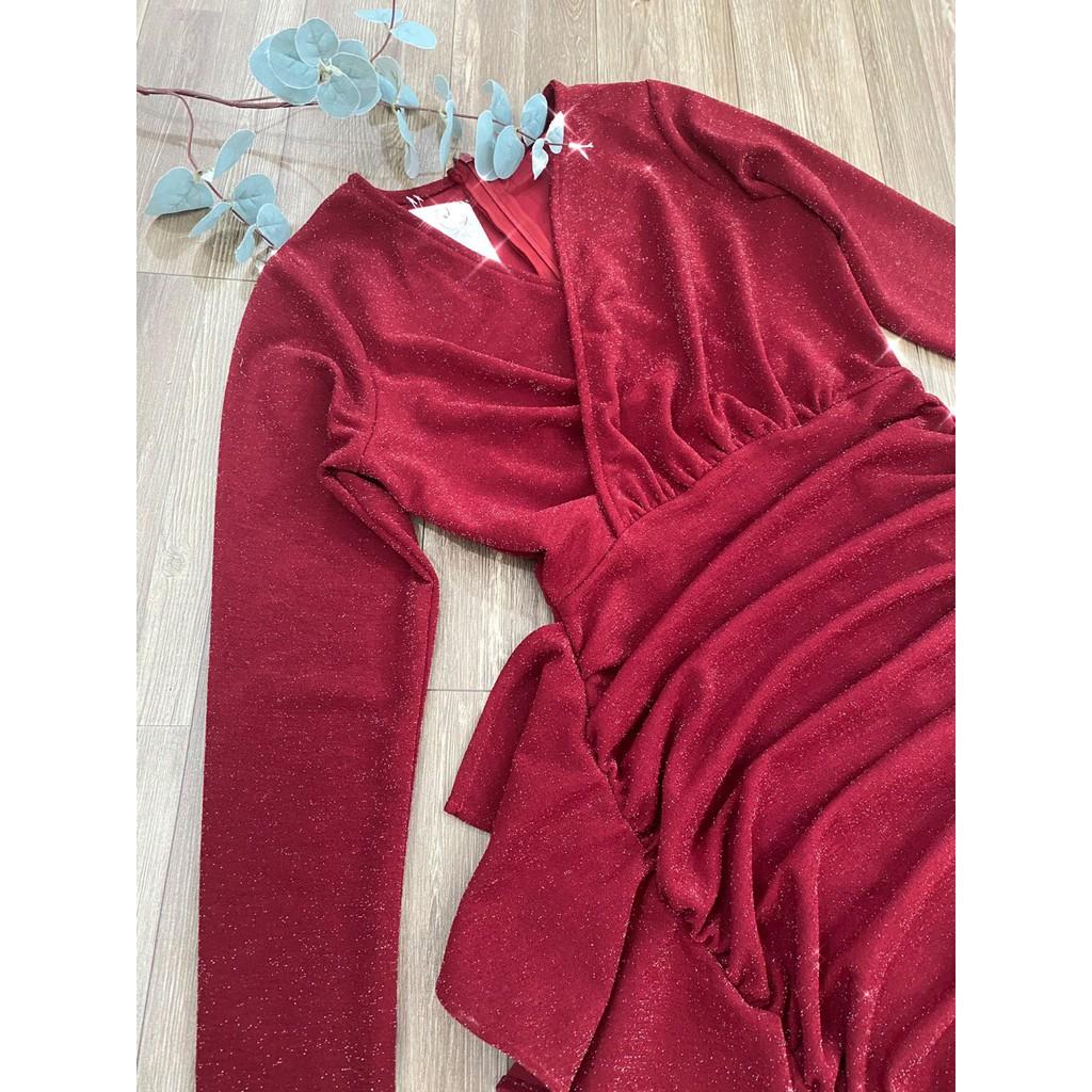 VÁY NHŨ ĐỎ DÚN VẠT BÈO