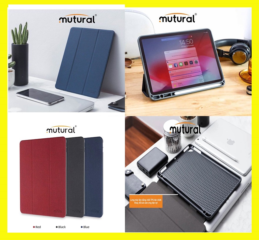 Bao da chính hãng MUTURAL cho iPad Mini 6 lưng dẻo silicon chống sốc, có khay chứa bút tiện lợi - Hàng chính hãng