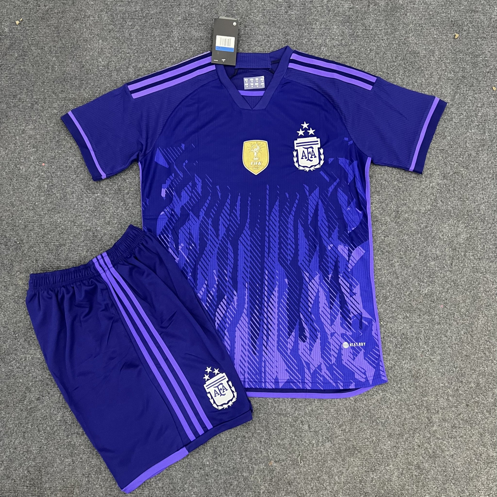 Bộ Quần Áo Argentina World cup 2022 2023 chất Fex Thái, Màu Tím Đen, Trắng Sọc Xanh,bộ đá banh, áo bóng đá Nam Nữ - Tùy chọn