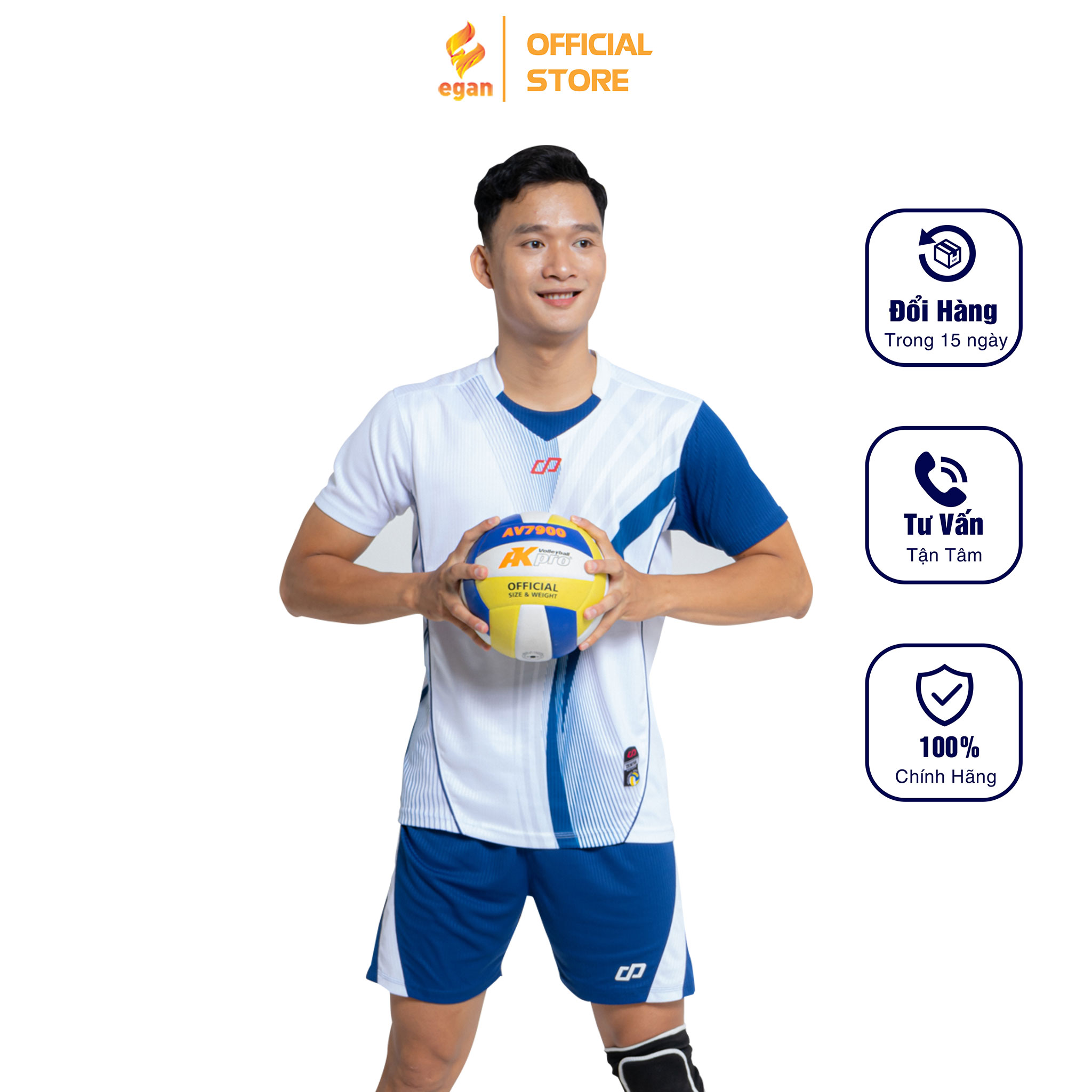 Bộ Quần Áo Thể Thao Bóng Chuyền Màu Trắng Nam ZENTIGA - CP SPORT BC05