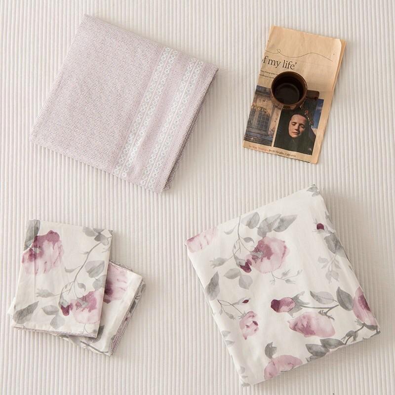 Bộ Chăn Ga Gối Cotton Living 100%cotton Hàng Nhập Khẩu Cao Cấp 4 Món Hoa Vintage Nhẹ Nhàng Cho các Nàng Thơ