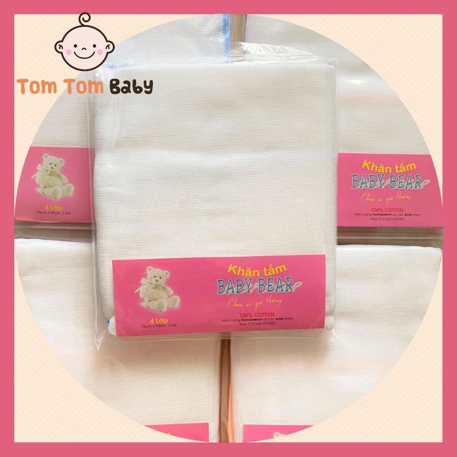 Khăn Tắm sơ sinh 4 Lớp sợi dày Baby Bear túi 1 cái 75x95 cm