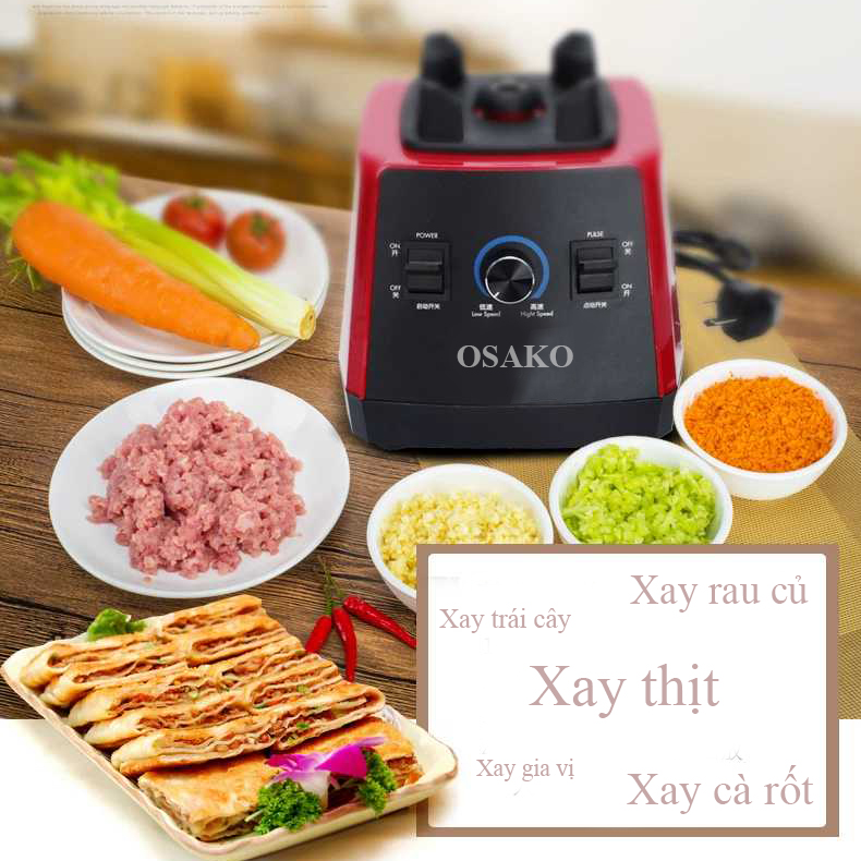 Máy Xay Sinh Tố Công Nghiệp 1500W OSAKO Đa Năng Dung Tích 2L Có Đủ Linh Kiện Thay Thế - Hàng Chính Hãng