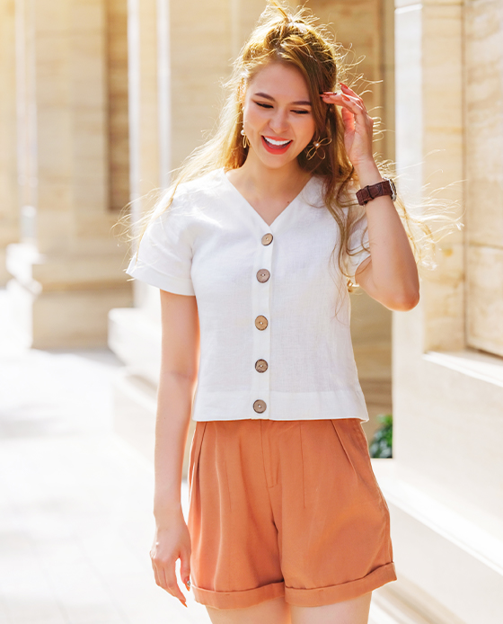 Áo Croptop Linen Calla TOP168 Thời trang thiết kế Hity