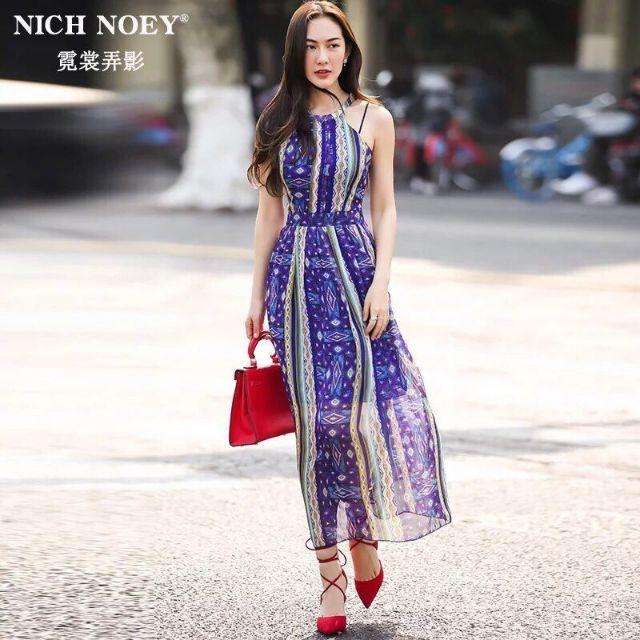 Đầm maxi họa tiết vân sọc cao cấp