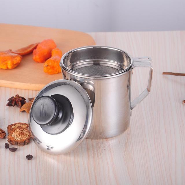Ca Lọc Dầu Ăn Có Lưới Lọc Cặn Bằng Inox 304 Không Gỉ - Miễn Phí Vận Chuyển