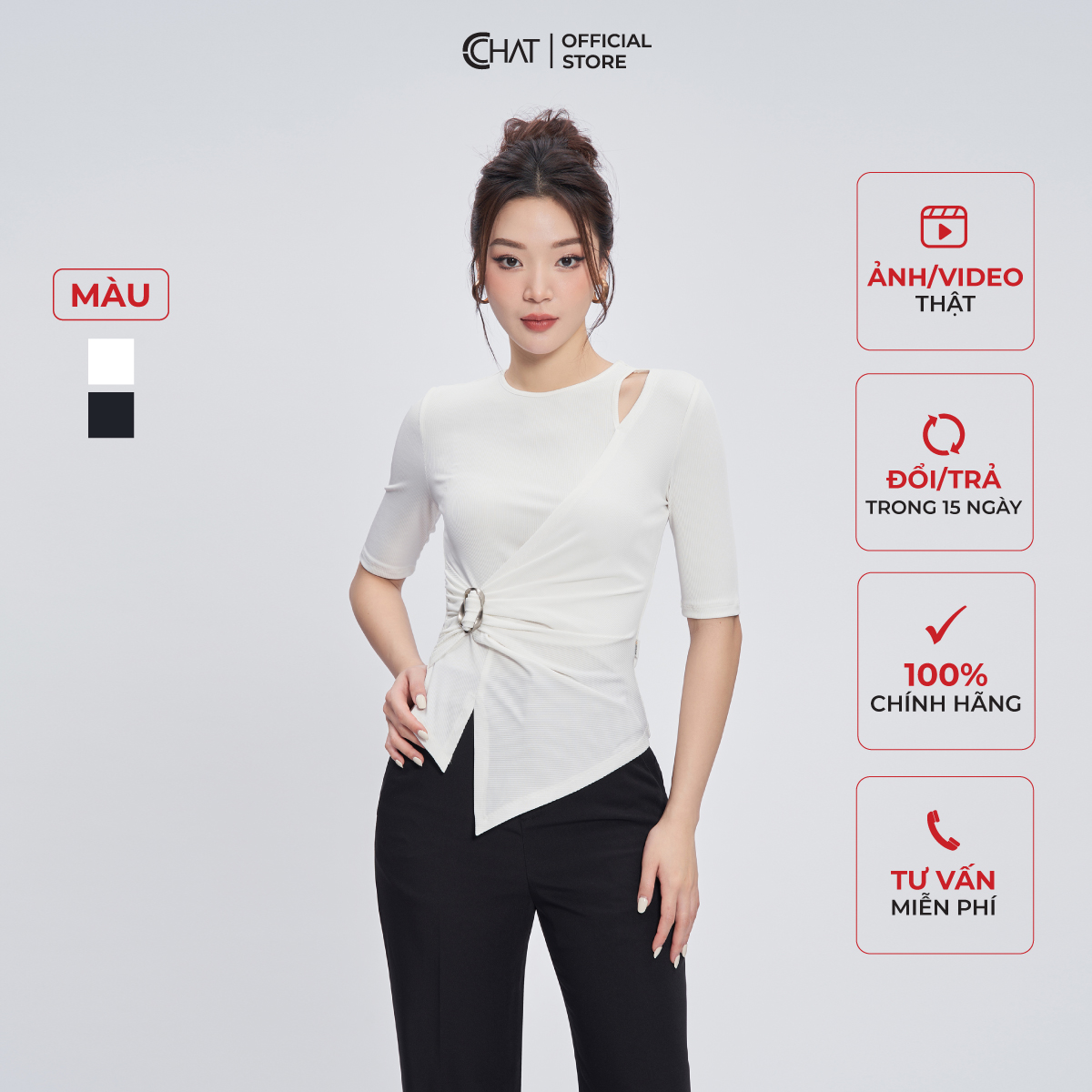 Áo Thun  Kiểu Xẻ Vai Nhún Eo Chất Vải Mềm Mịn Co Giãn 4 Chiều 53TNC2013OT