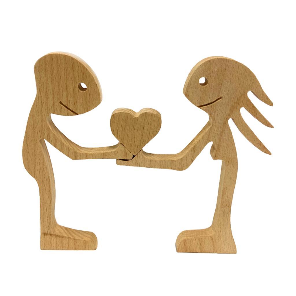 Wood Carving Decoration Figurines Small Home Decor Women and Men A