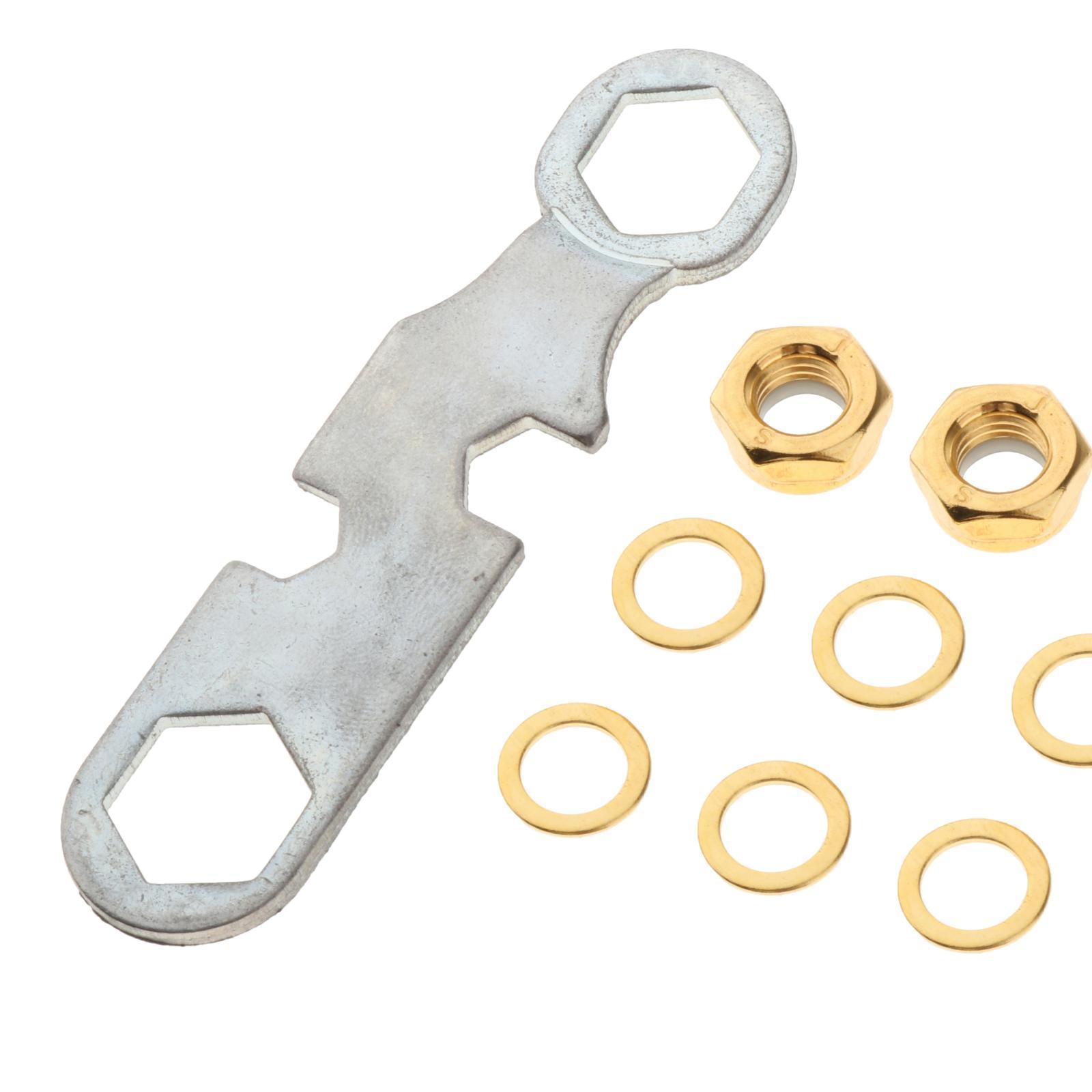 4 Pieces Skateboard Longboard Trucks Axle Nuts , 8 Pieces Alloy Washers Spacer Set with 1 Piece Wrench Multi Tool