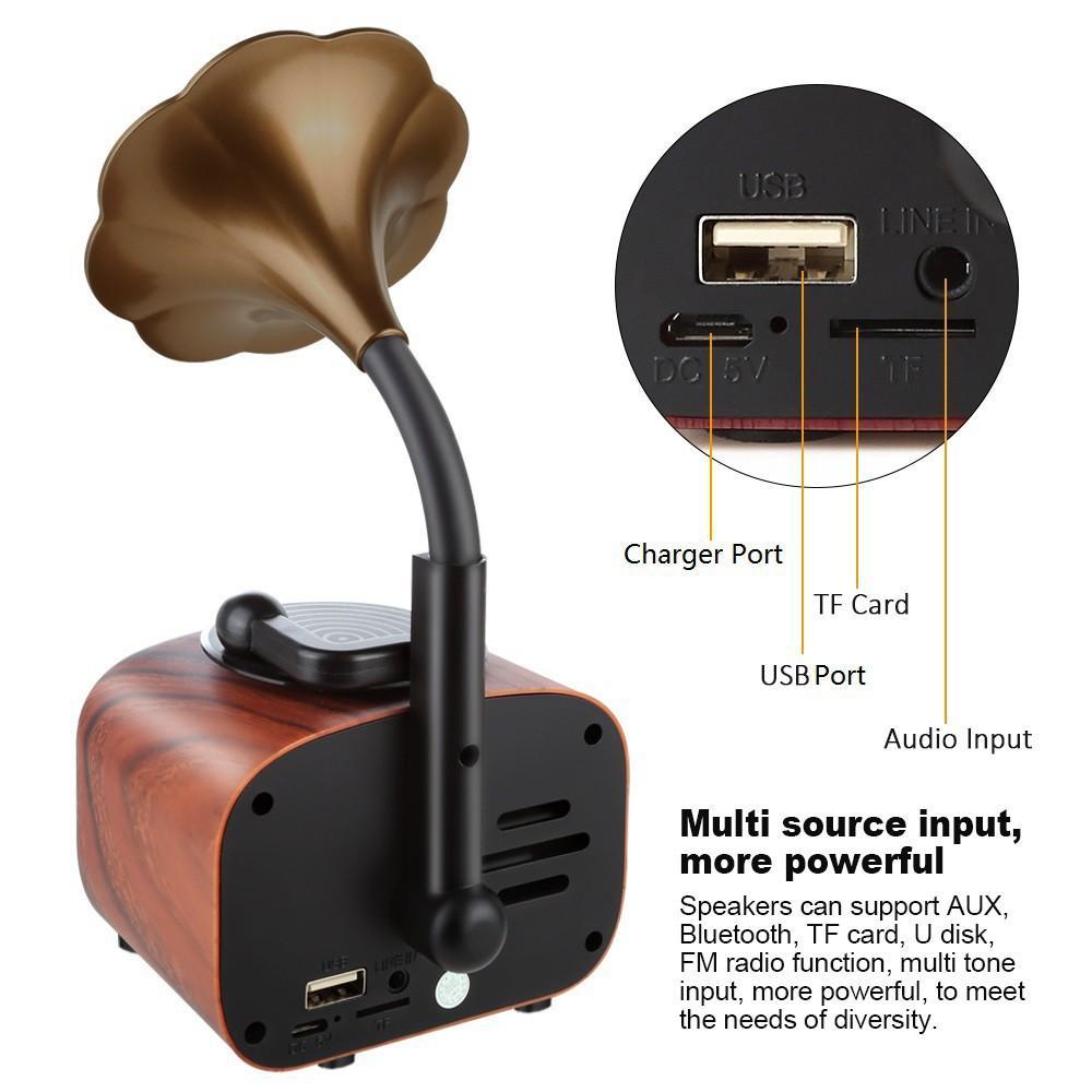 Loa Bluetooth gỗ mini phong cách retro