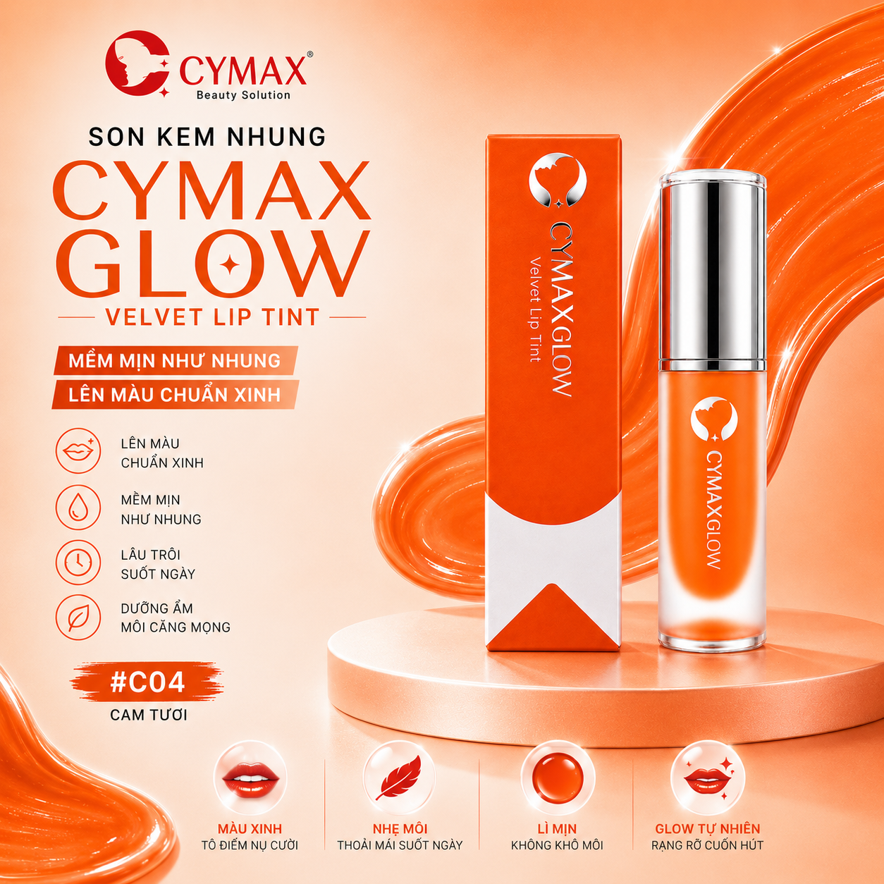 Son Kem Nhung CYMAX Glow Velvet Lip Tint – Lên Màu Chuẩn, Lì Mịn, Nhập Khẩu Chính Ngạch Hàn Quốc