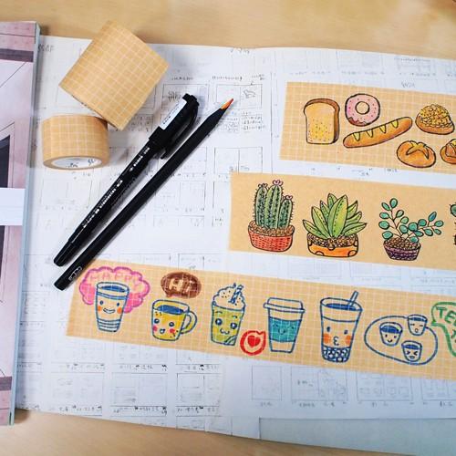 20m Lõi cuộn giấy note Kraft trơn & kẻ caro - 2.5cmx10m x 2 cuộn